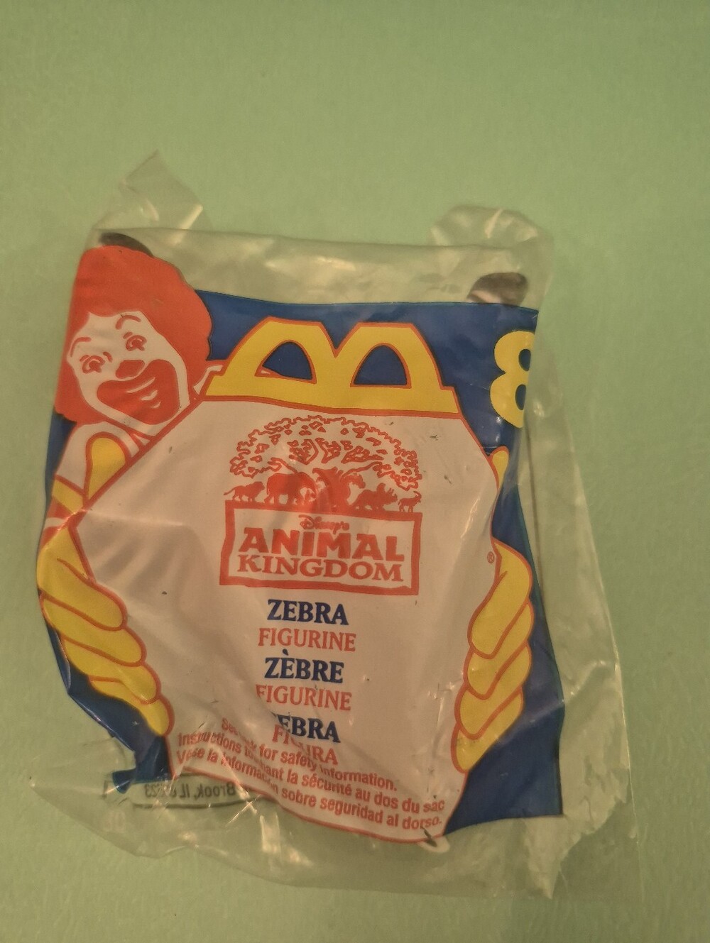 McDonald's Animal Kingdom Zebra Figurine - Blue & Yellow Design